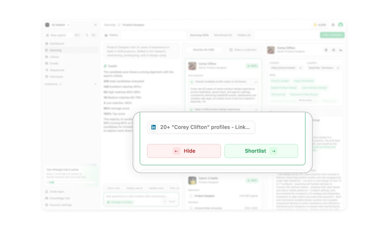 Hide and Shortlist borrow the swipe mental model