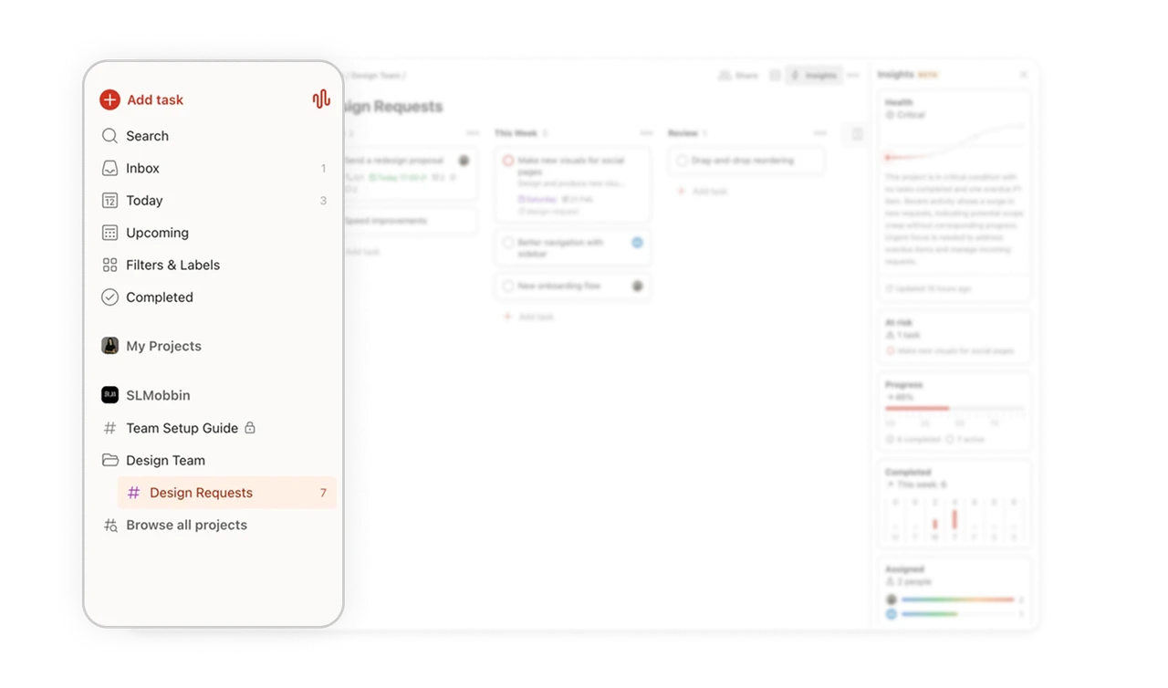 Sidebar organizes navigation with clear priority
