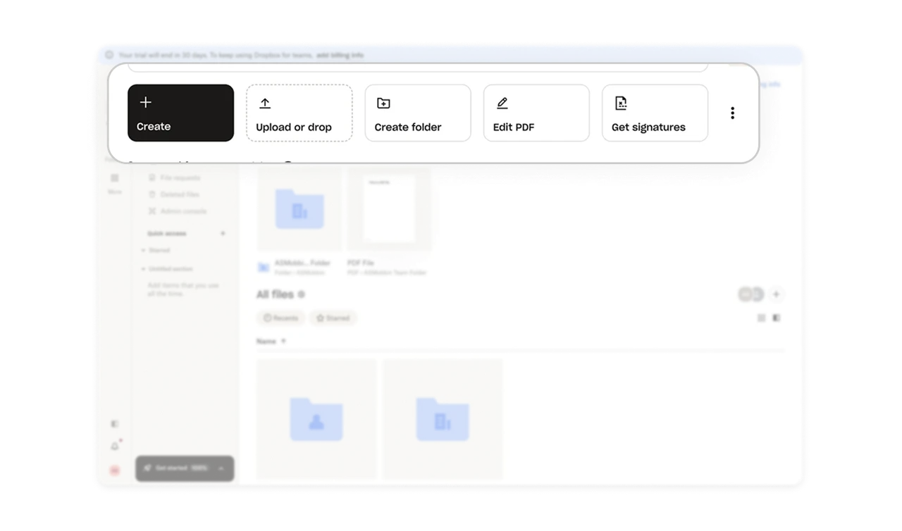 Top bar organizes actions by frequency and clarity