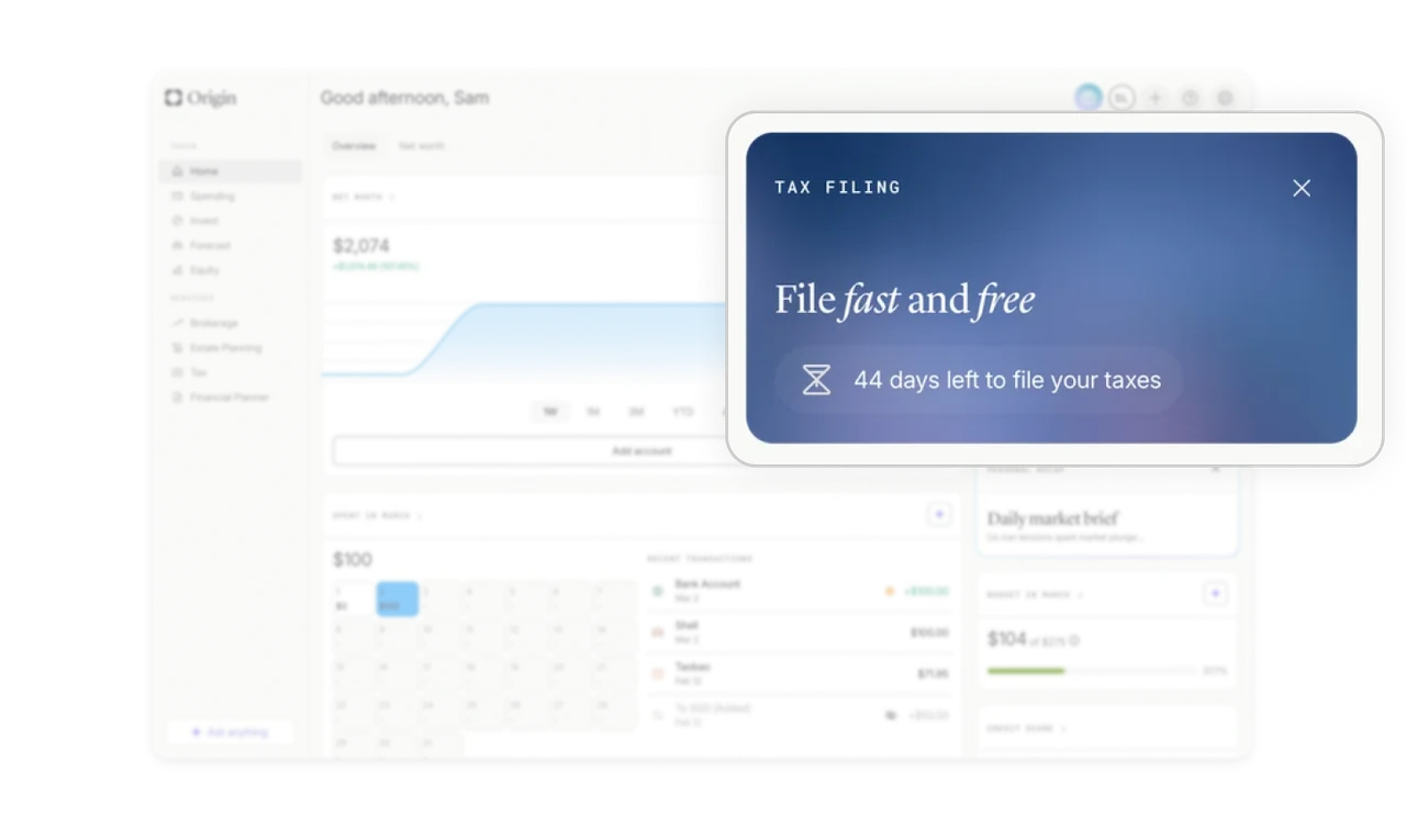 Tax filing card uses a countdown to drive action