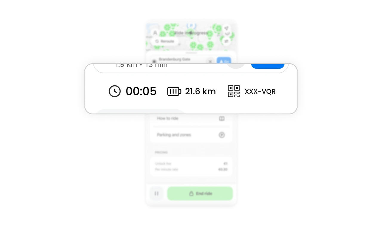 Device metrics row keeps riders aware of scooter state