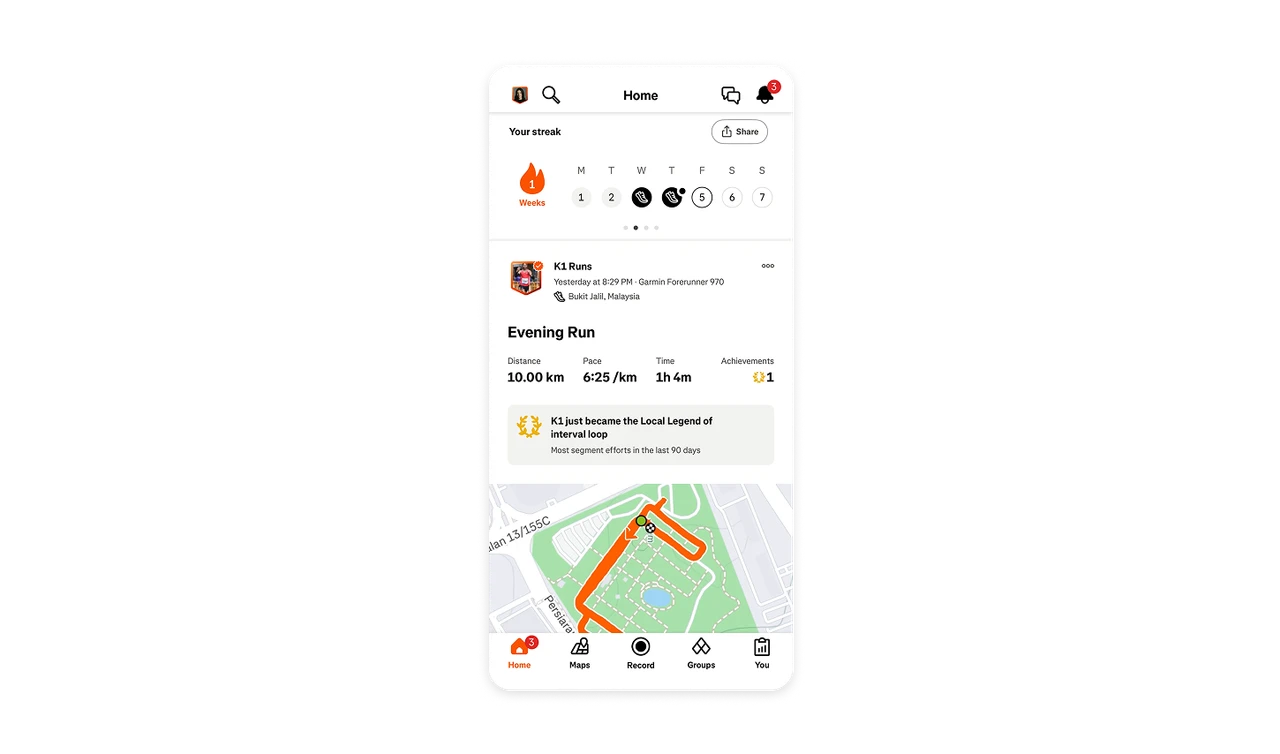 Your streak comes before everyone else's activity