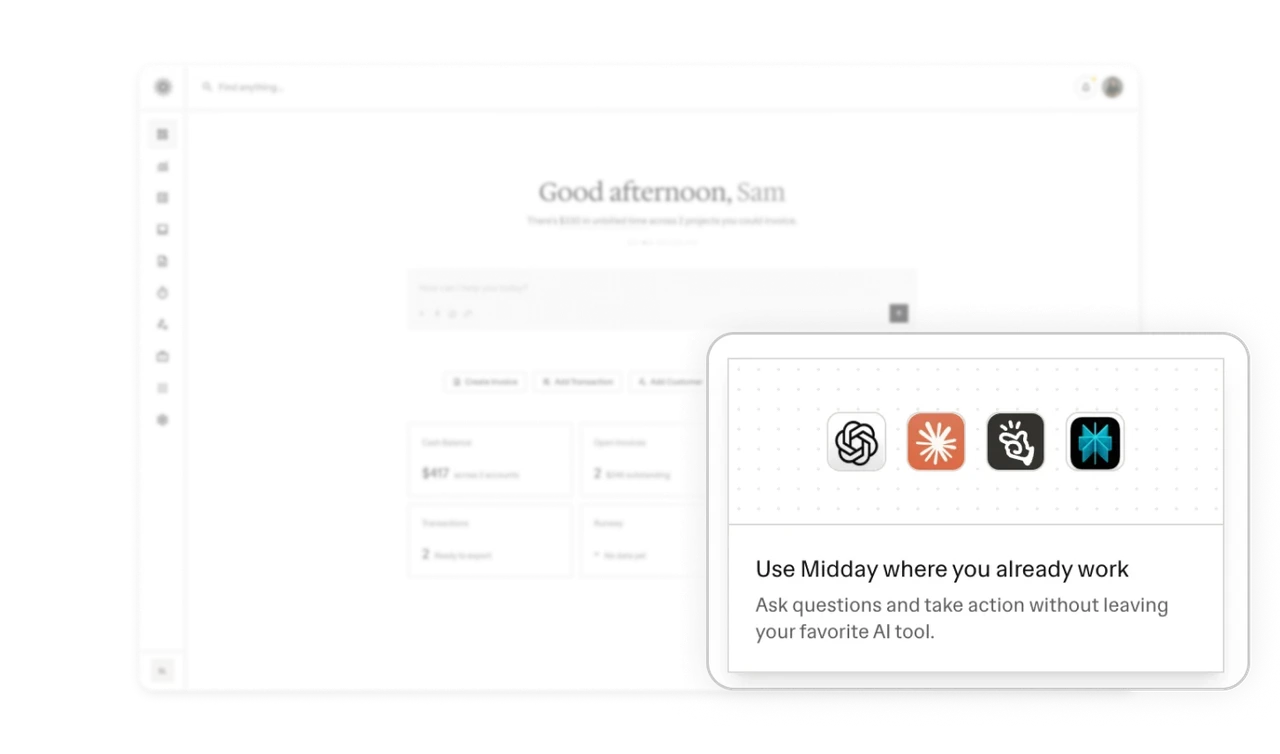 "Use Midday where you already work" turns rivals into channels