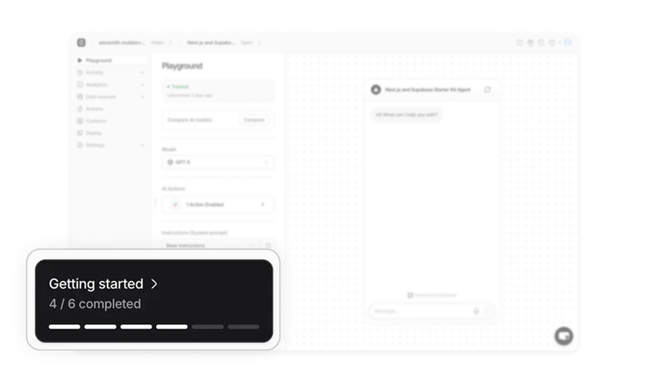 Progress bar onboarding shows completion without nagging