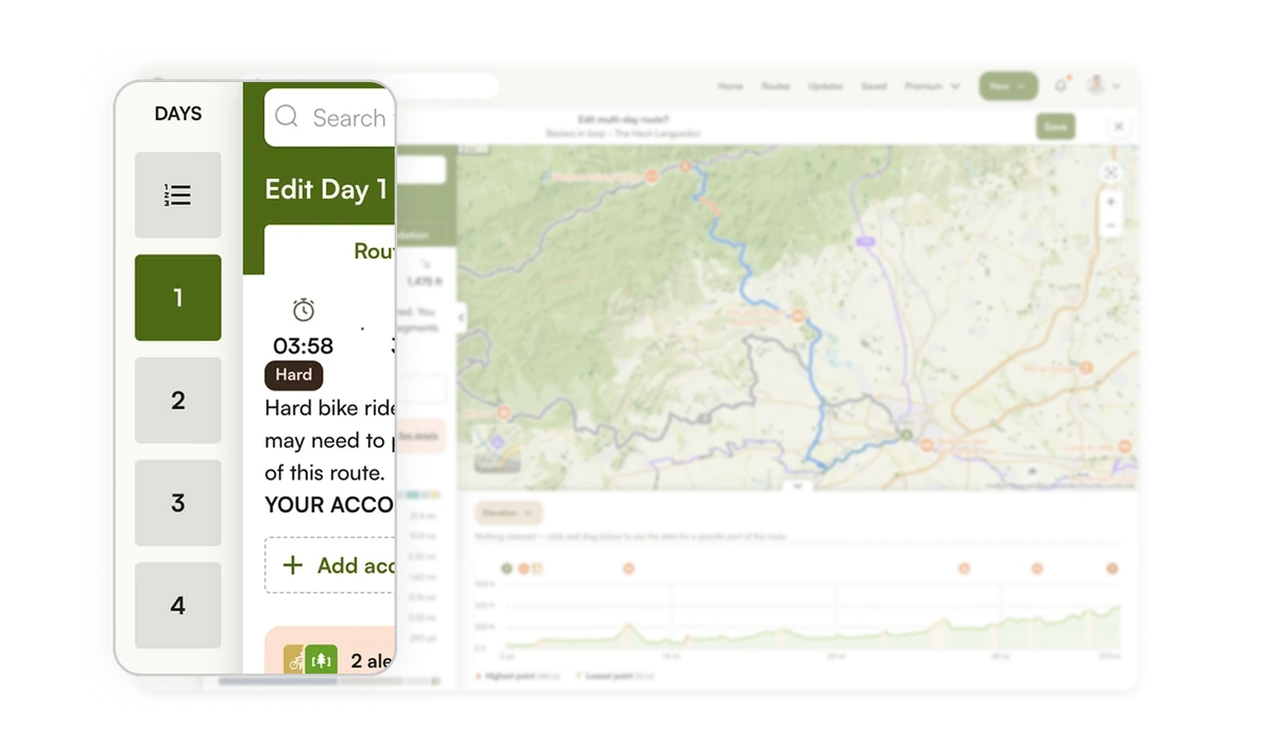 Numbered day sidebar makes multi-day planning navigable