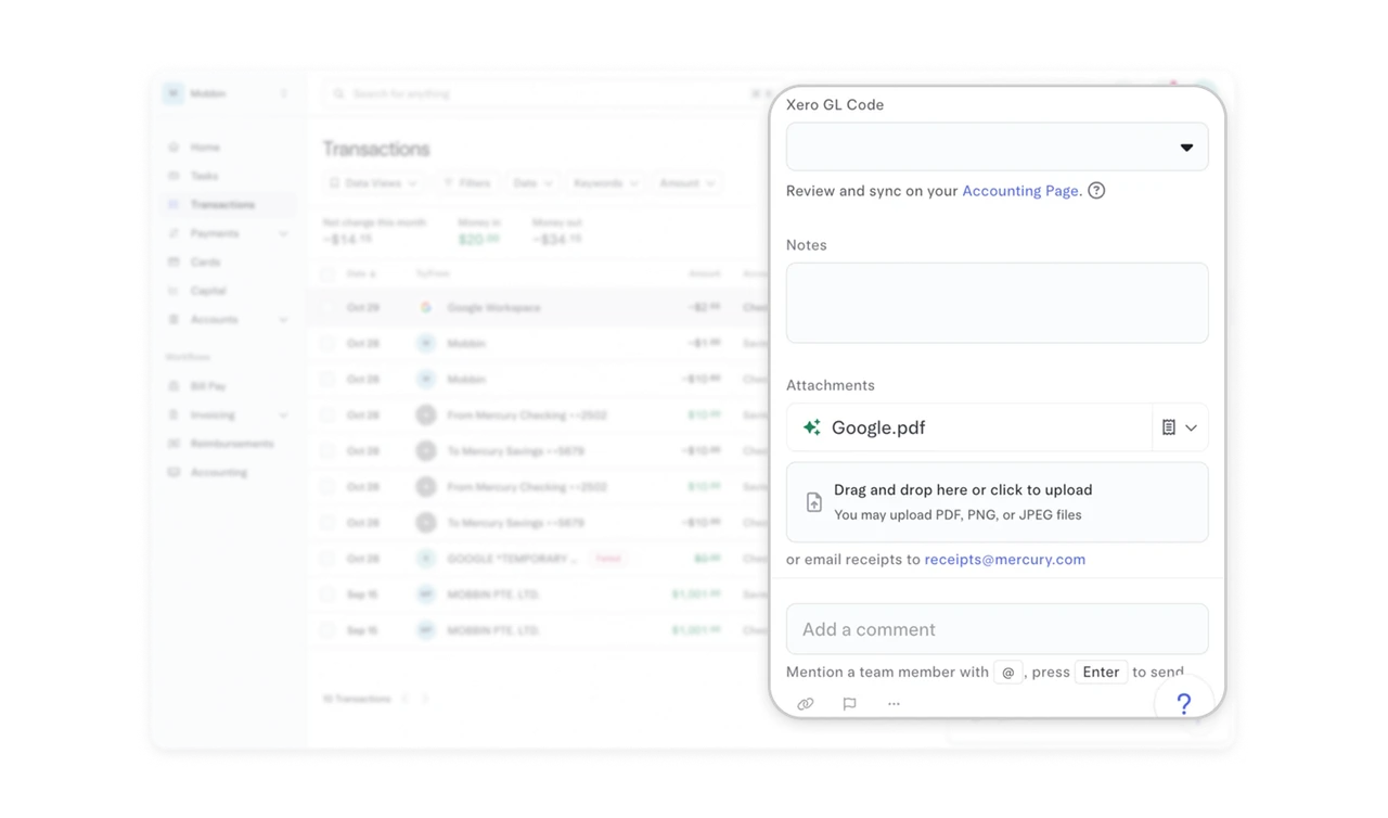 Keep evidence and questions with the transaction