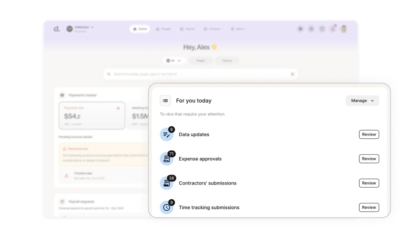 “For you today” turns the dashboard into a task manager