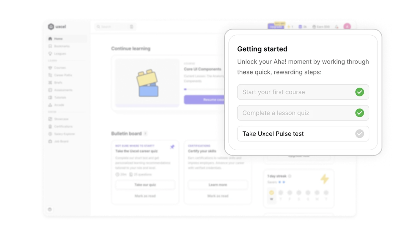 Onboarding sells the payoff and shows progress already made