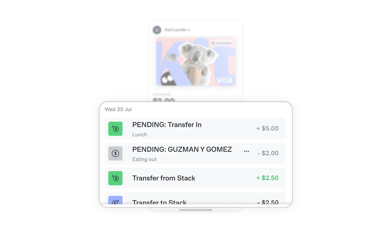 Transaction list with consistent visual cues
