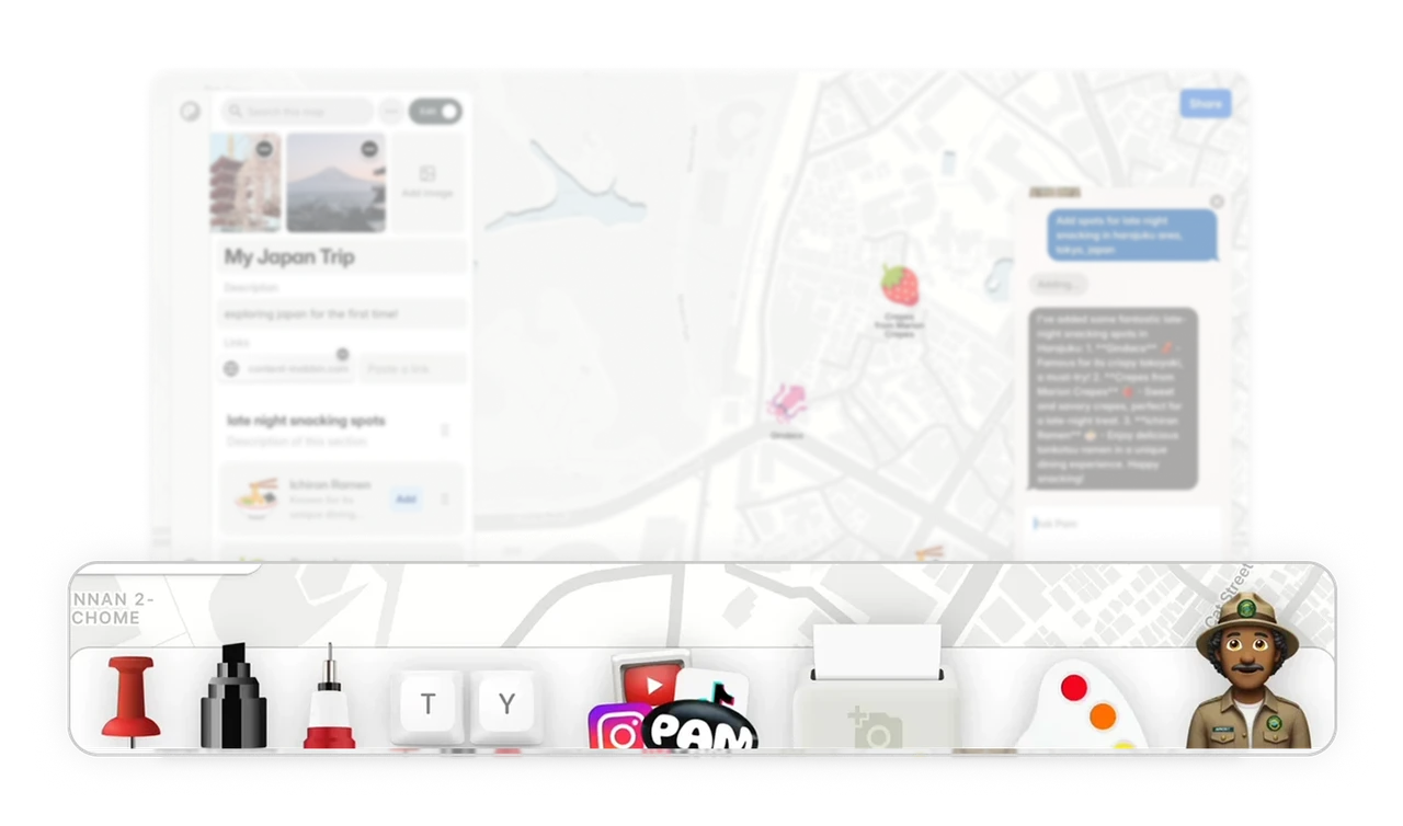Bottom toolbar feels like a physical toolbox