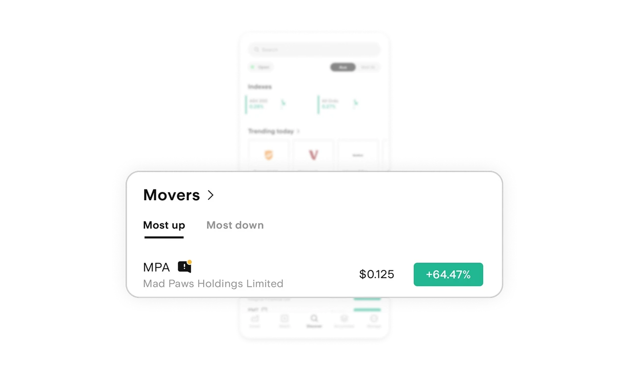 Movers segmented into Most up and Most down
