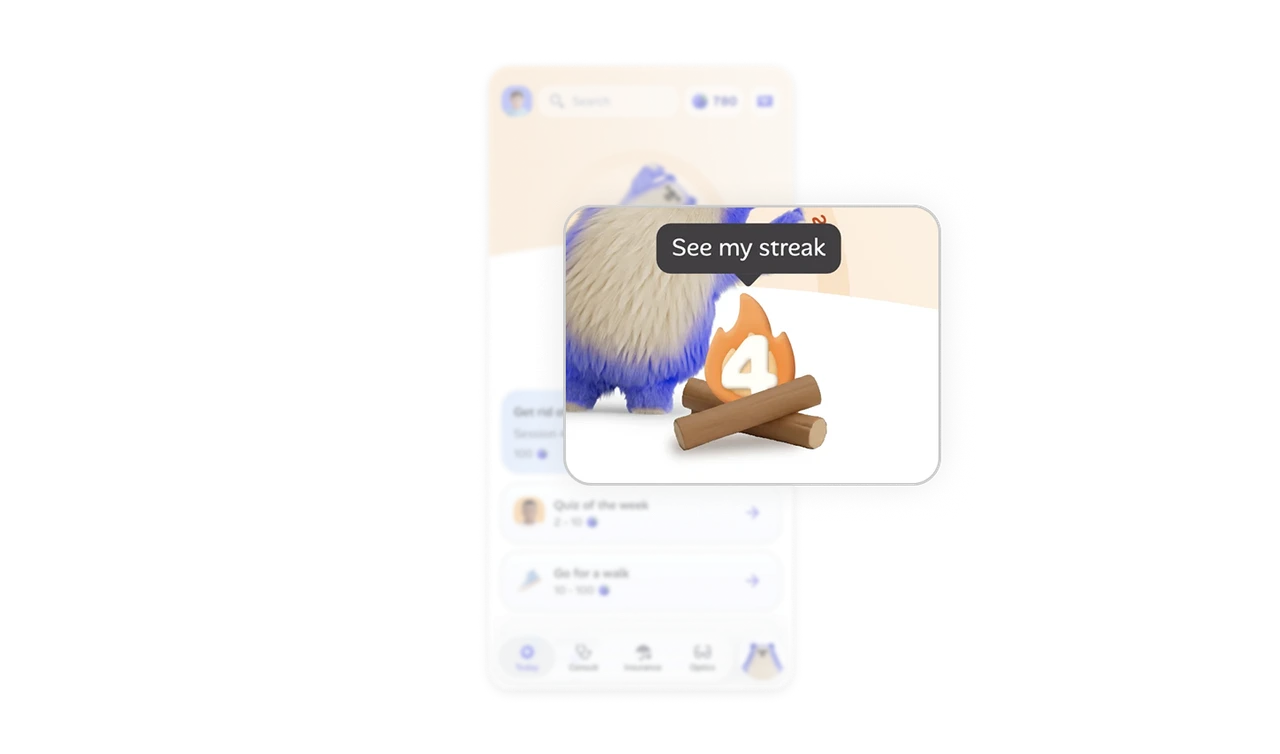 Campfire streak metaphor beats a generic flame icon