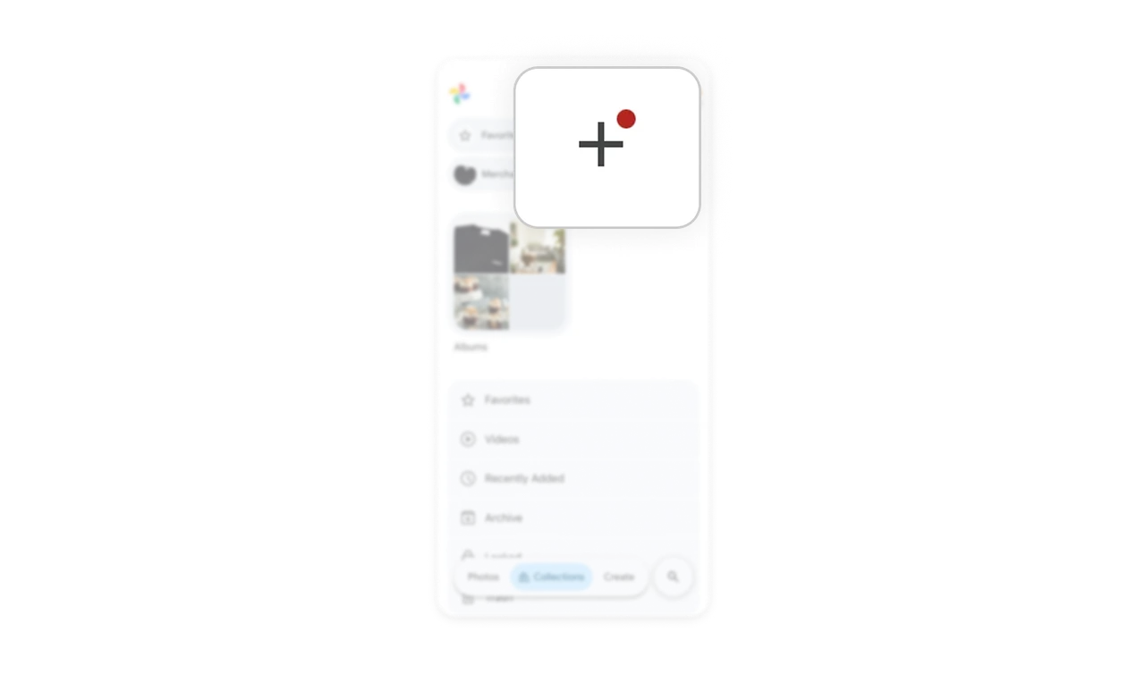 Red dot on plus icon nudges without interrupting flow