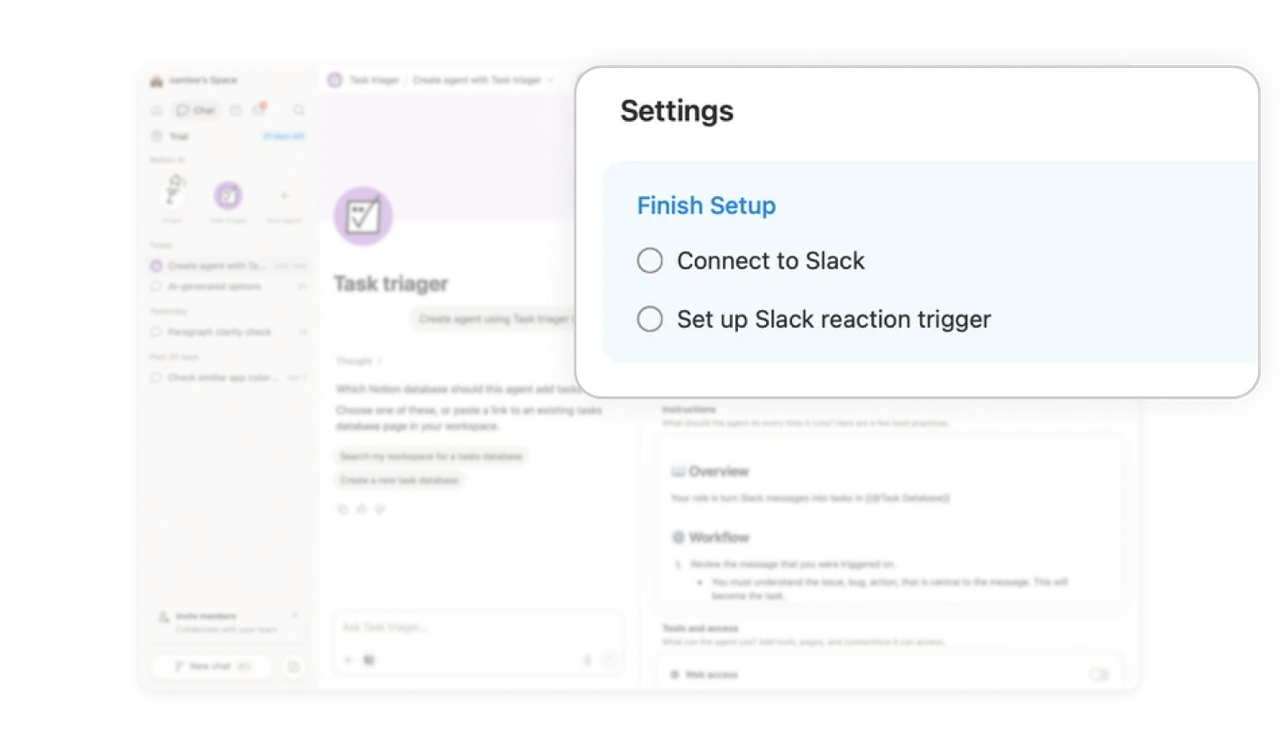 Finish Setup checklist lives inside the config surface