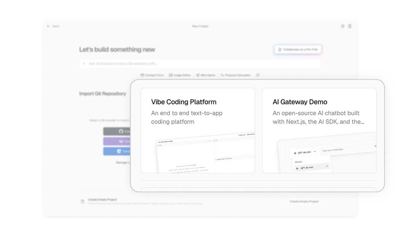 Template cards show live previews, not just names