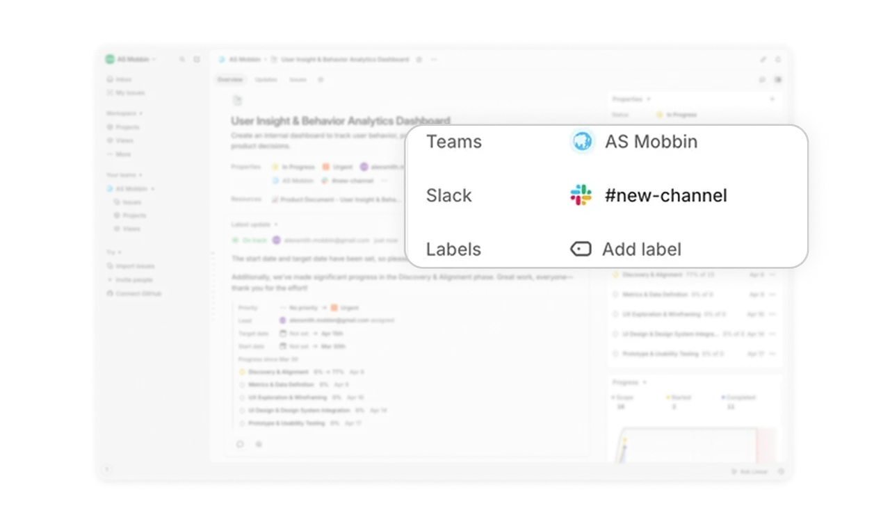 Slack channel as a first-class project property