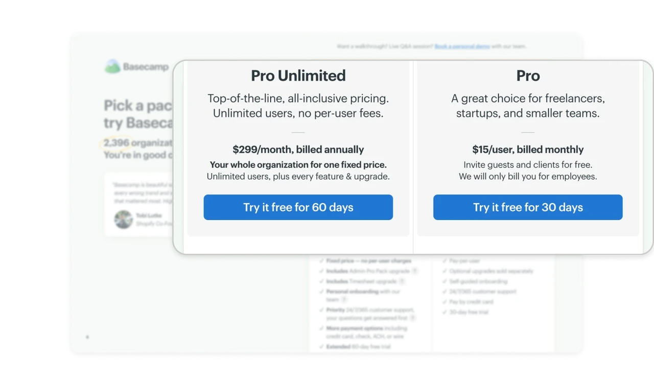 The bigger plan earns a longer trial: 60 days versus 30