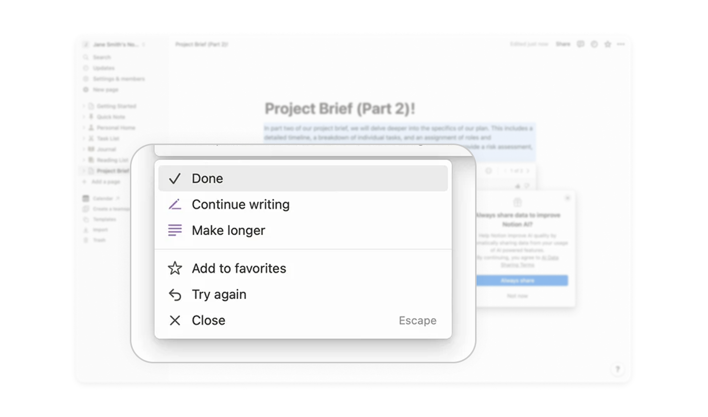 Show most-used actions upfront for speed
