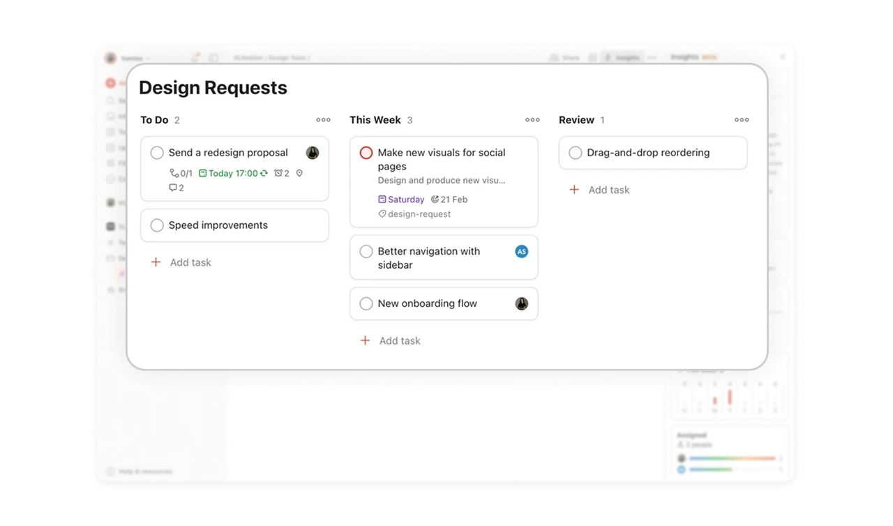 Task grouping creates a scannable structure