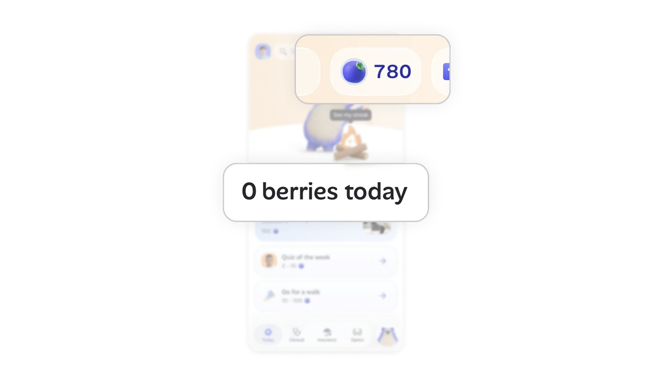 "Berries" branded reward currency builds product world