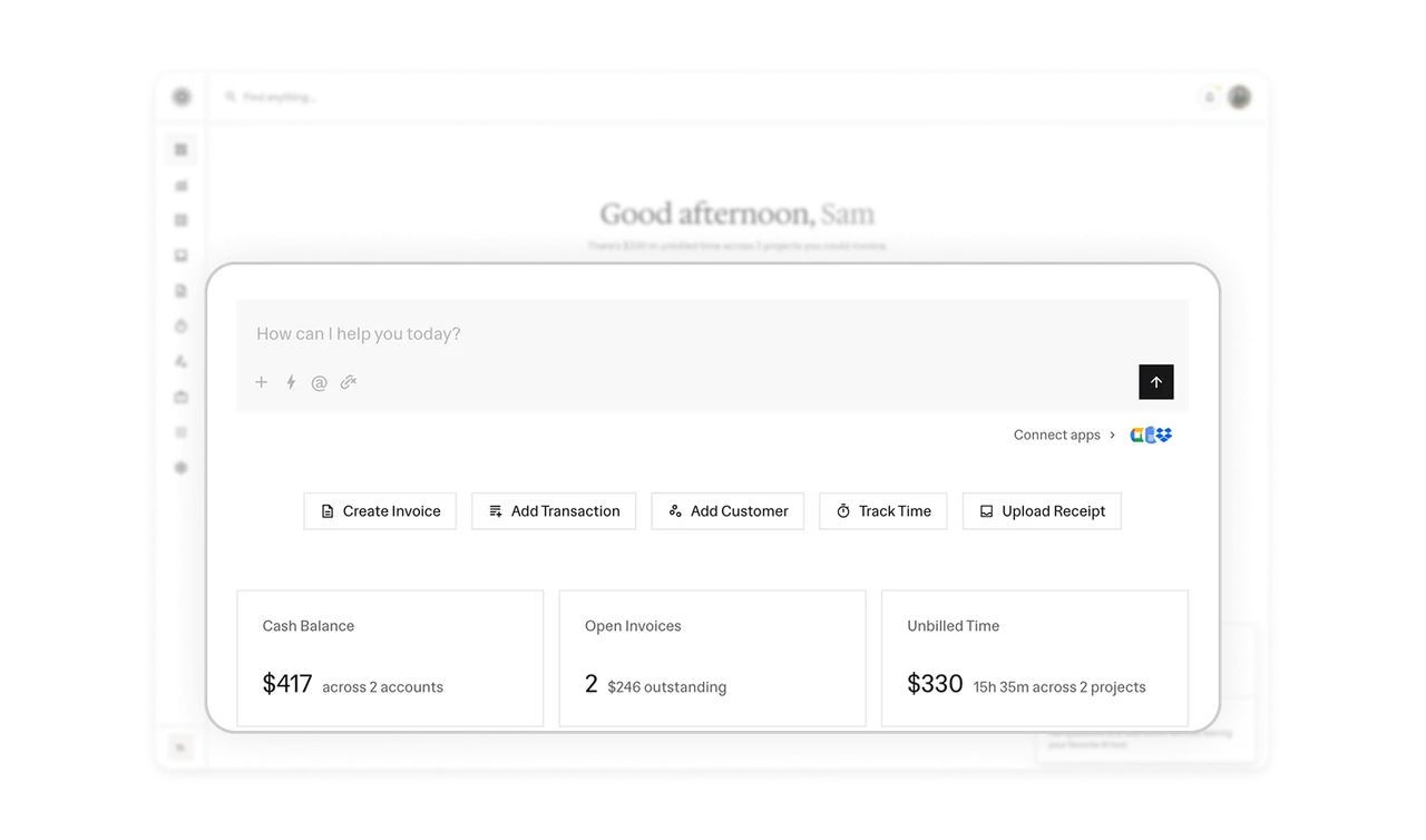 Chat sits above the cards: ask first, browse second