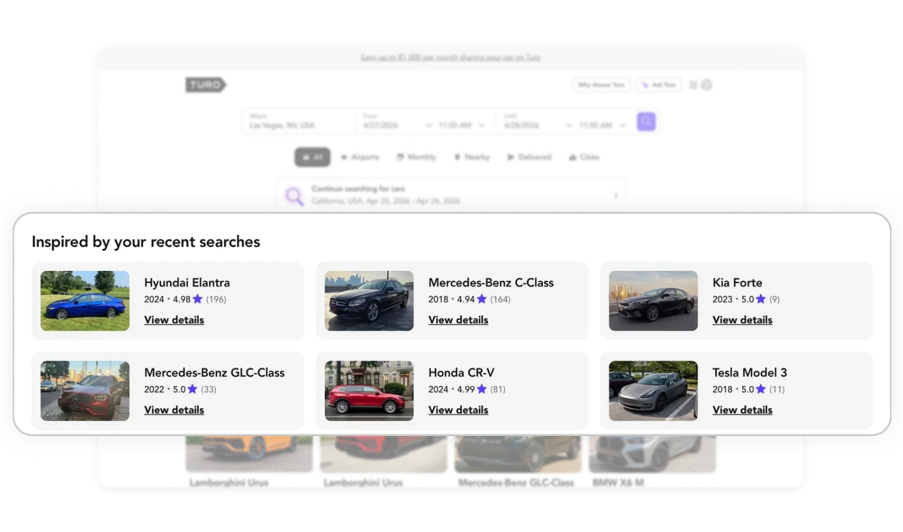 Recent-search recommendations sell before the user searches