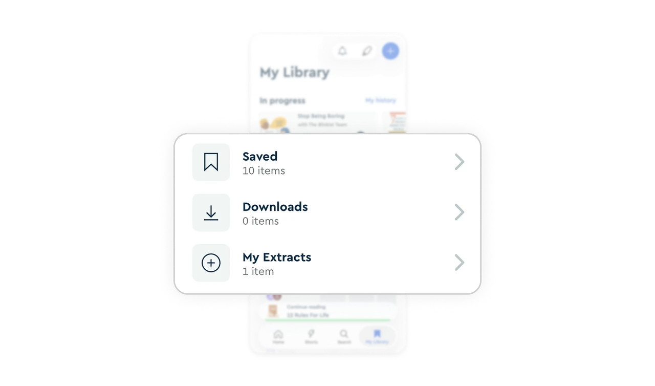 Item counts in nav rows preview content before tapping