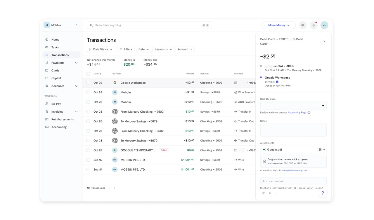 Keep the transaction list visible during inspection