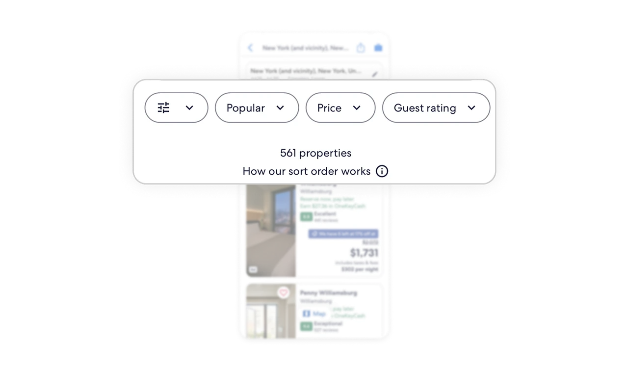 Horizontal filters scale without eating space