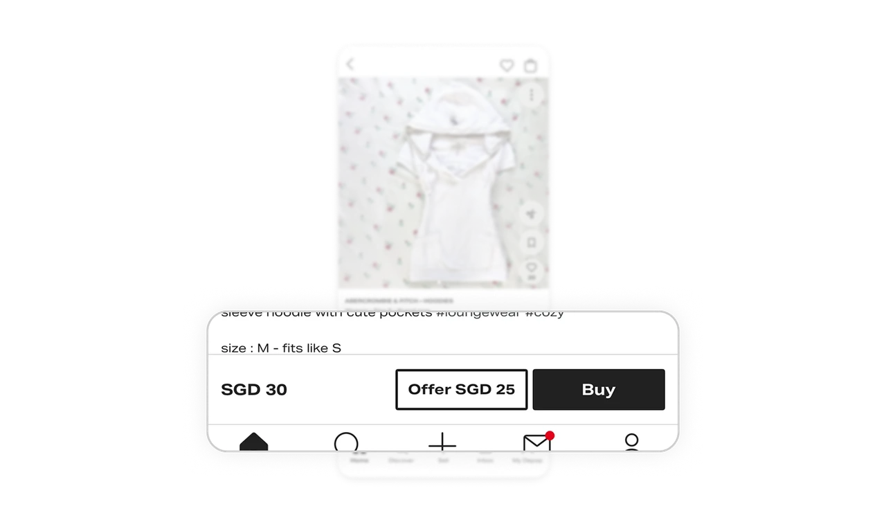 "Offer SGD 25" makes negotiation a structured button
