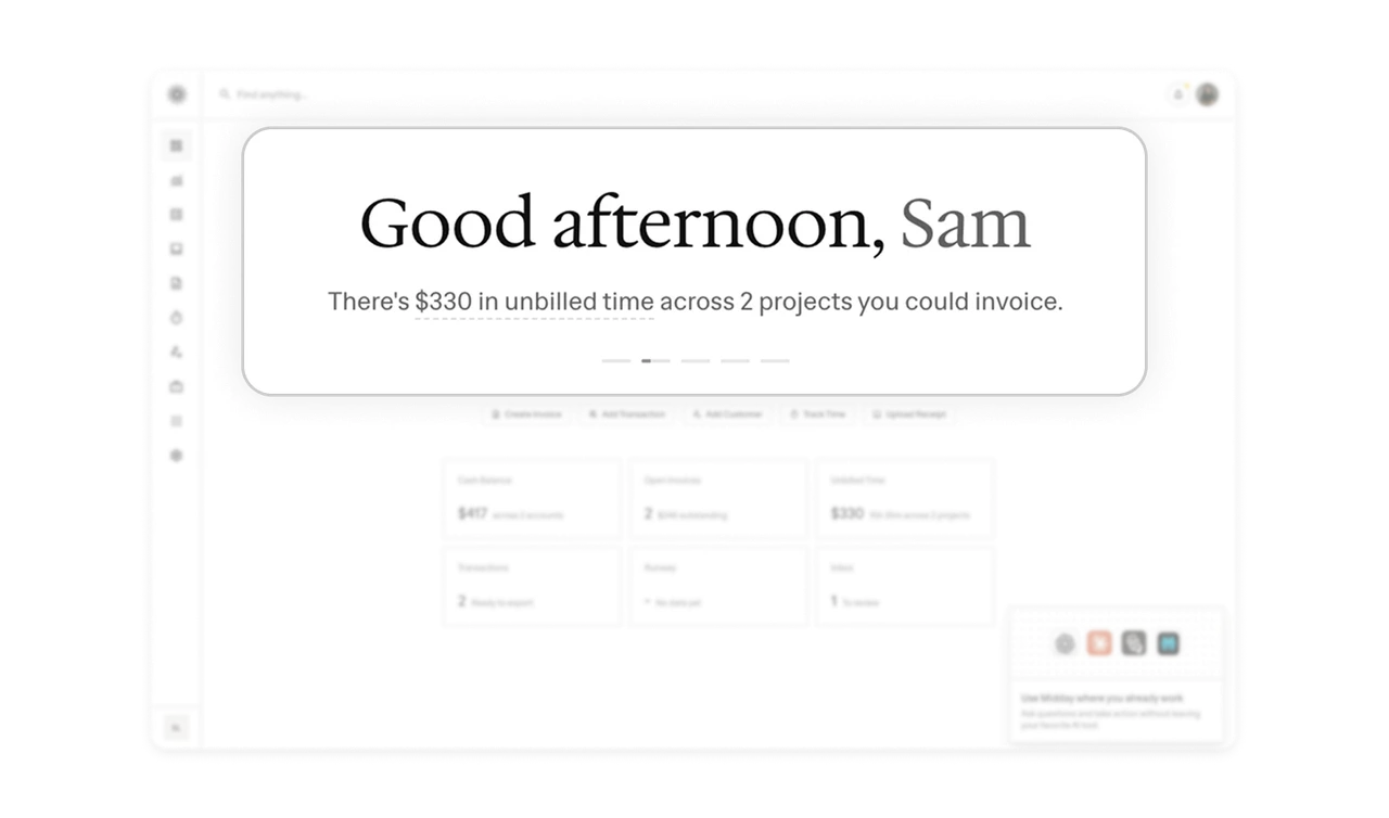 The greeting leads with the insight that makes you money