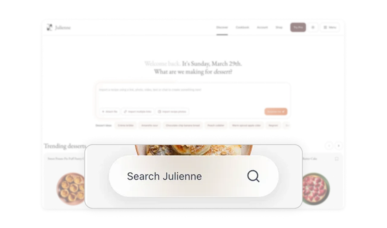 Floating search pill stays available without taking space