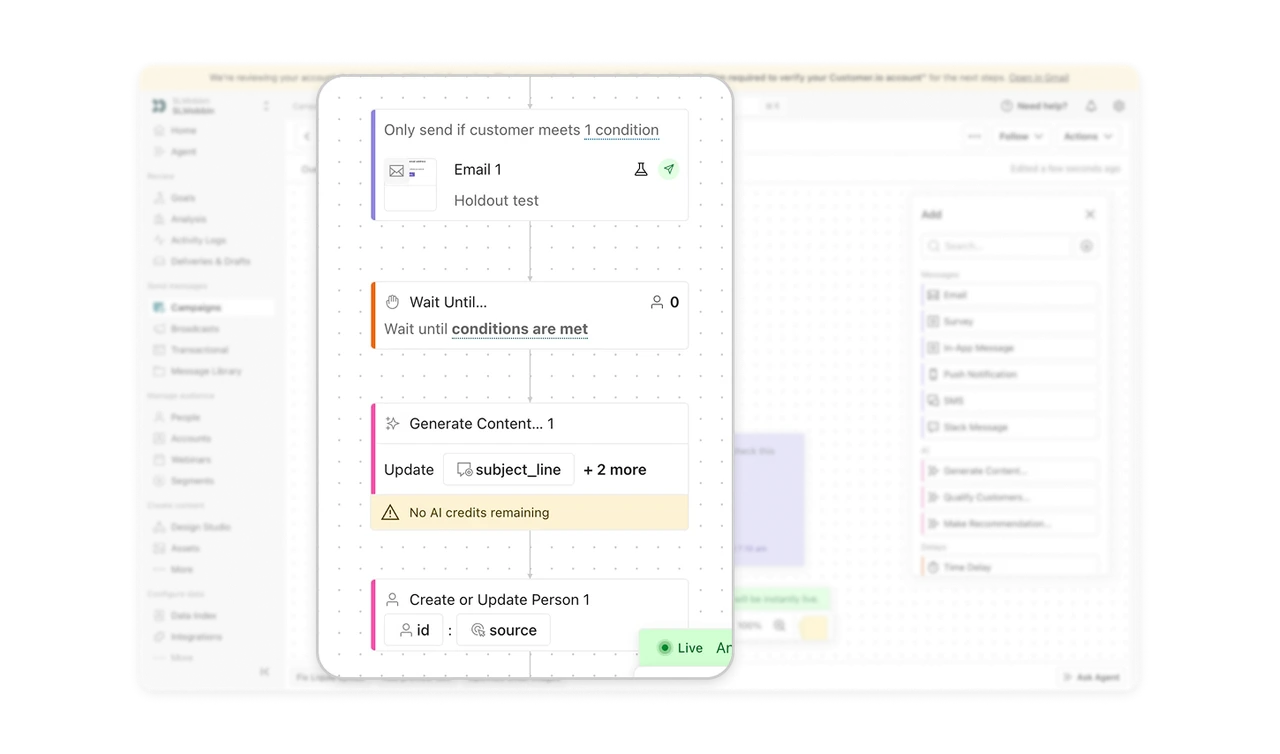 Config summaries on node faces make the flow auditable by scrolling