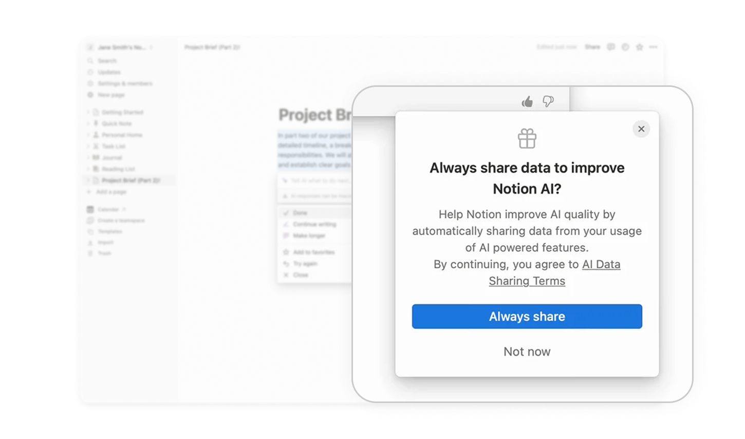 Give users full control over data sharing