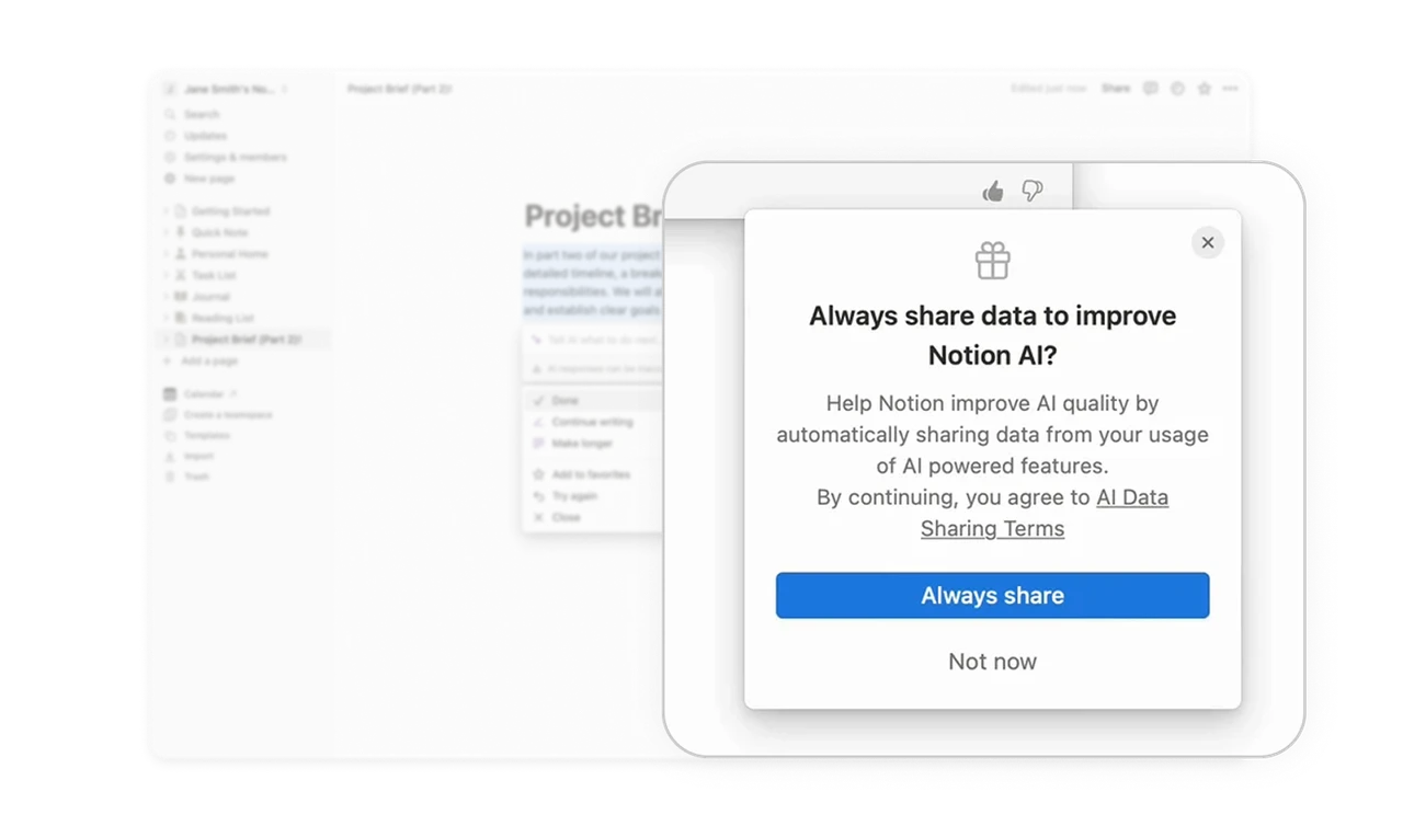 Give users full control over data sharing