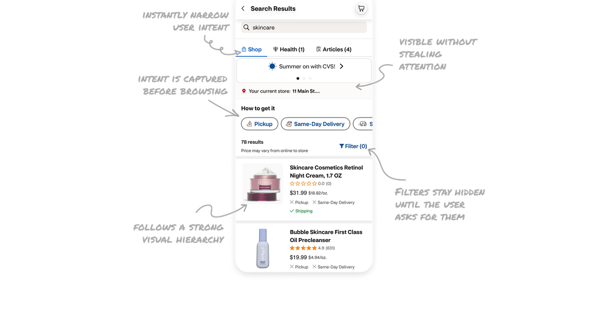 CVS Search Results UI UX Breakdown and Design Lessons
