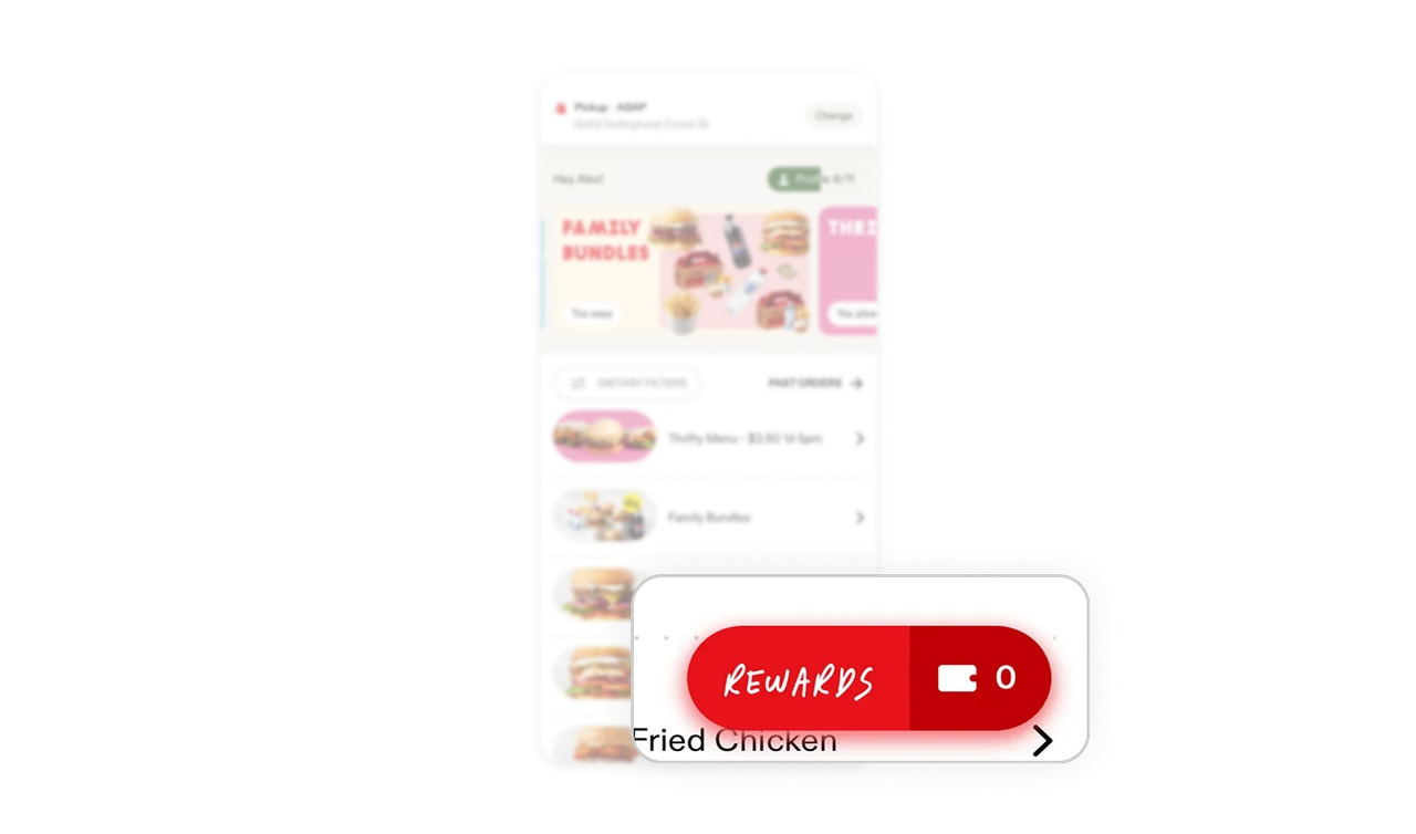 Sticky Rewards button keeps loyalty visible during ordering