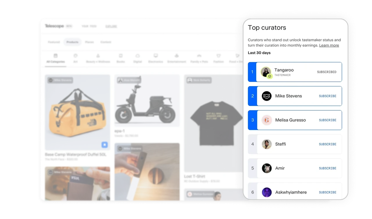 Top Curators leaderboard creates earnable status