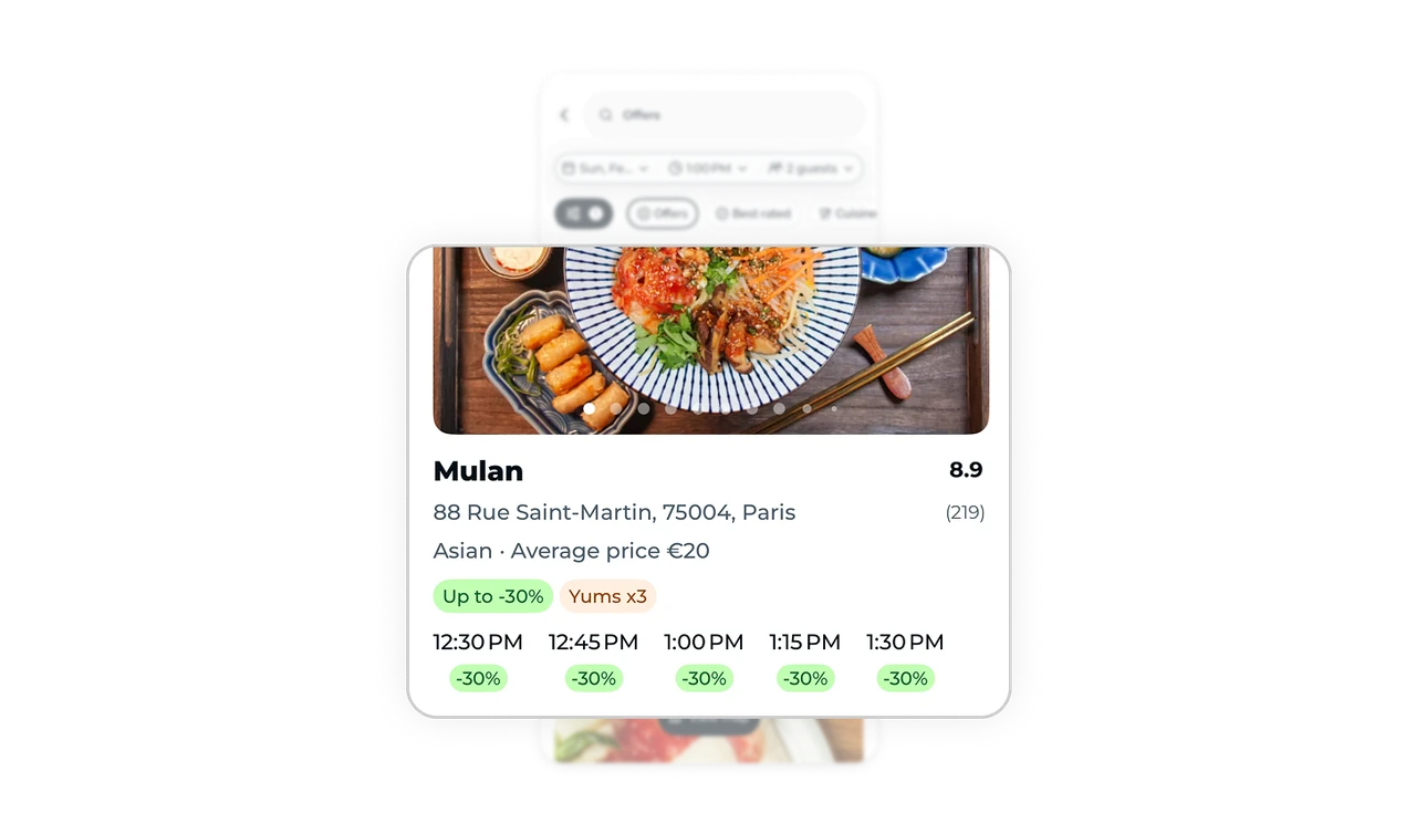 Restaurant cards prioritize scannability over density