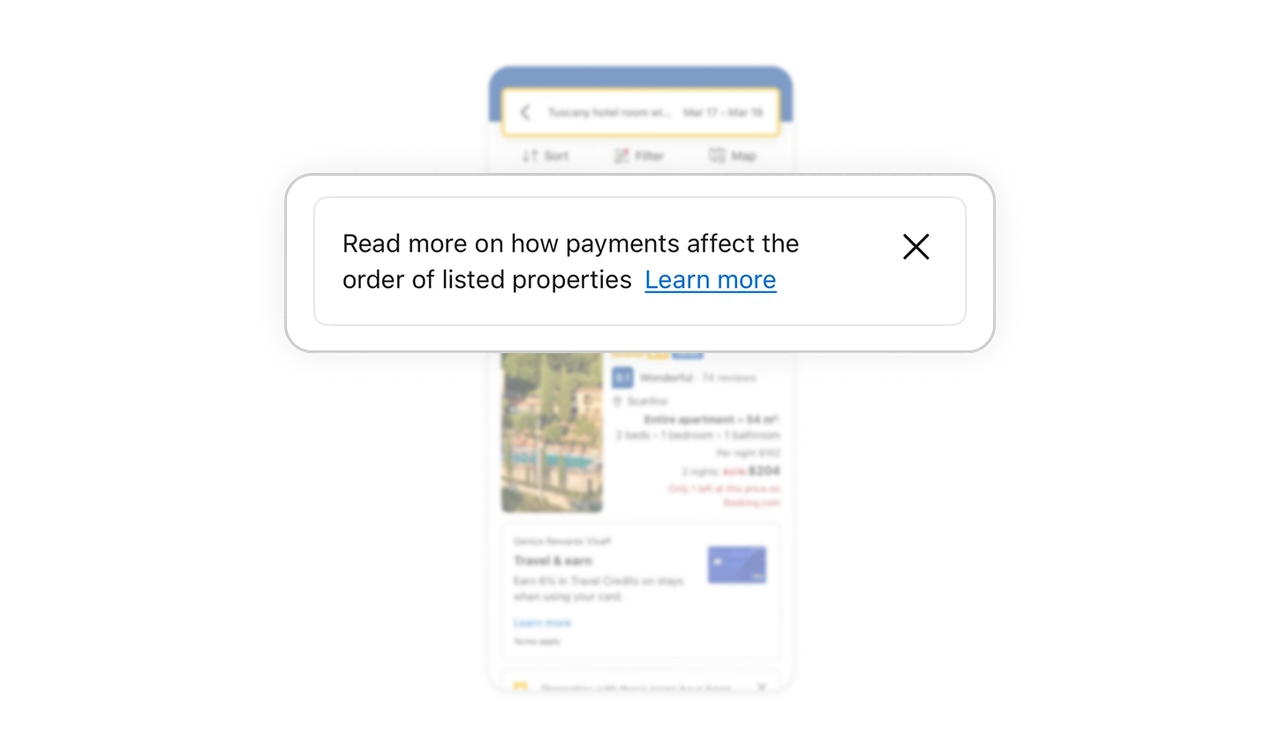 Ranking transparency banner treats users as adults
