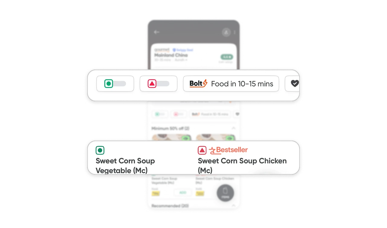 Repeat dietary distinctions throughout menu browsing