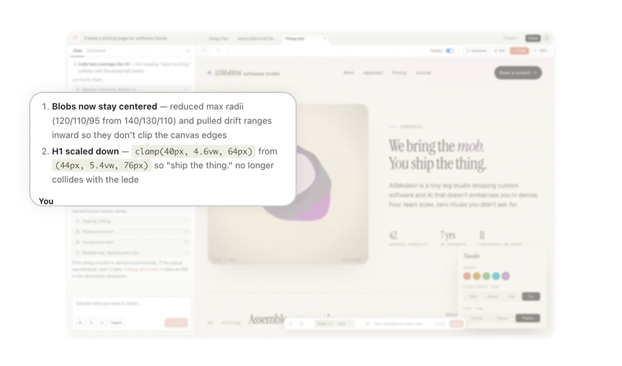 Inline code values highlighted in chat reveal exact changes