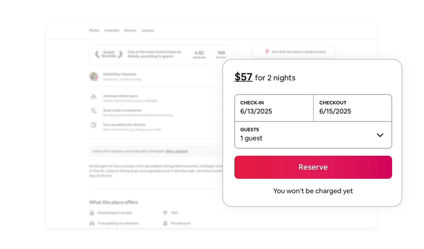 Sticky booking card for constant clarity