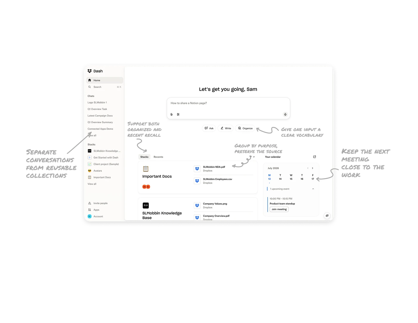 Home dashboard