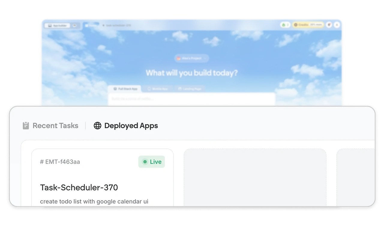 Prompt provenance plus a Live badge answers "is my app running?"