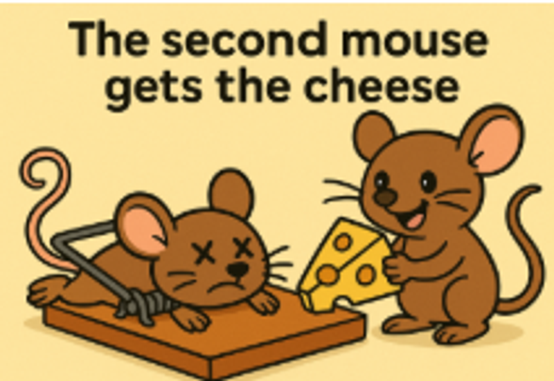 The second mouse gets the cheese