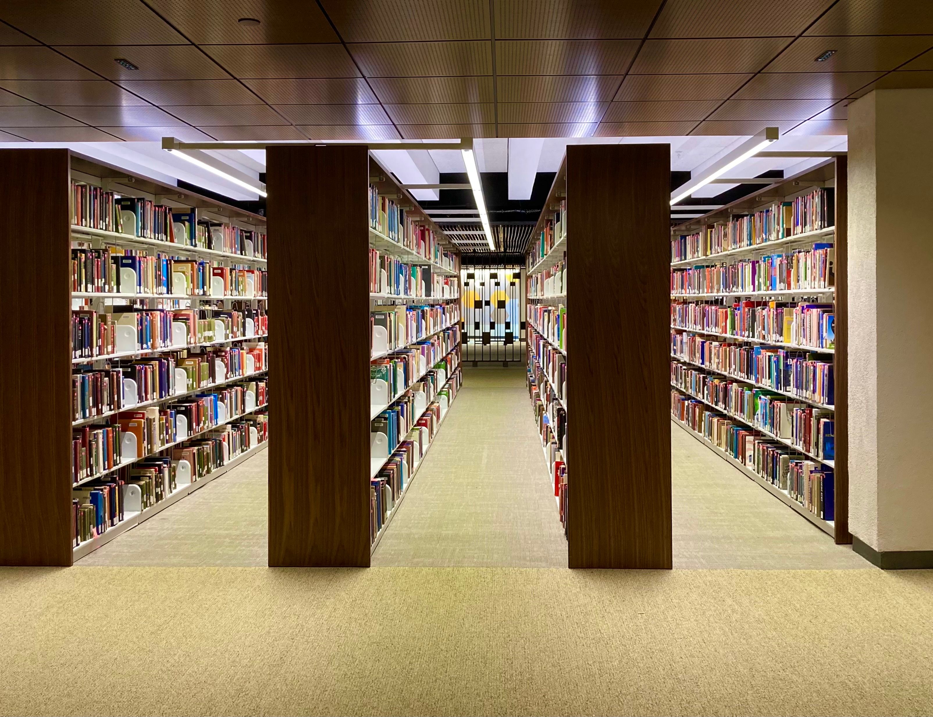 Mullins Library, U of Arkansas           T2 Aisle distribution with integrated occupancy sensors