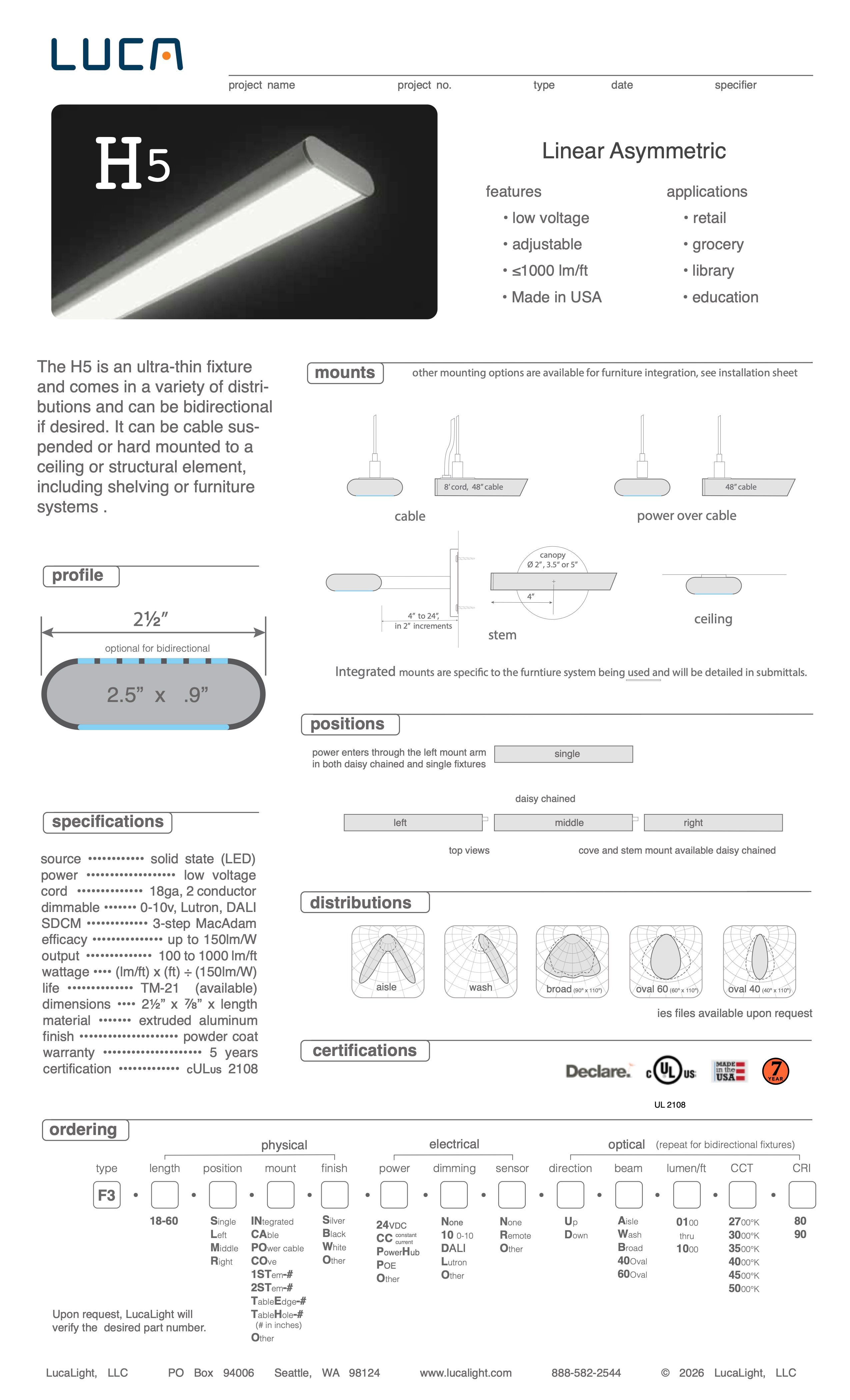 Luca H5 spec sheet