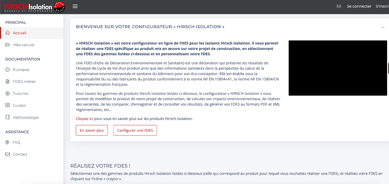 Capture d’écran du configurateur Hirsch Isolation