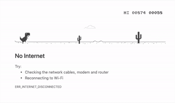 Google Chrome No Internet Easter Egg